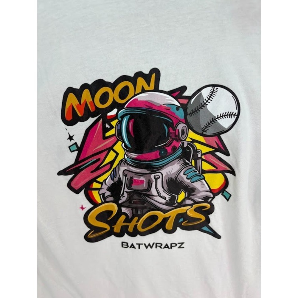 BatWrapz Men's "Moon Shots" Graphic Print Baseball Tee CL8 White Size Small